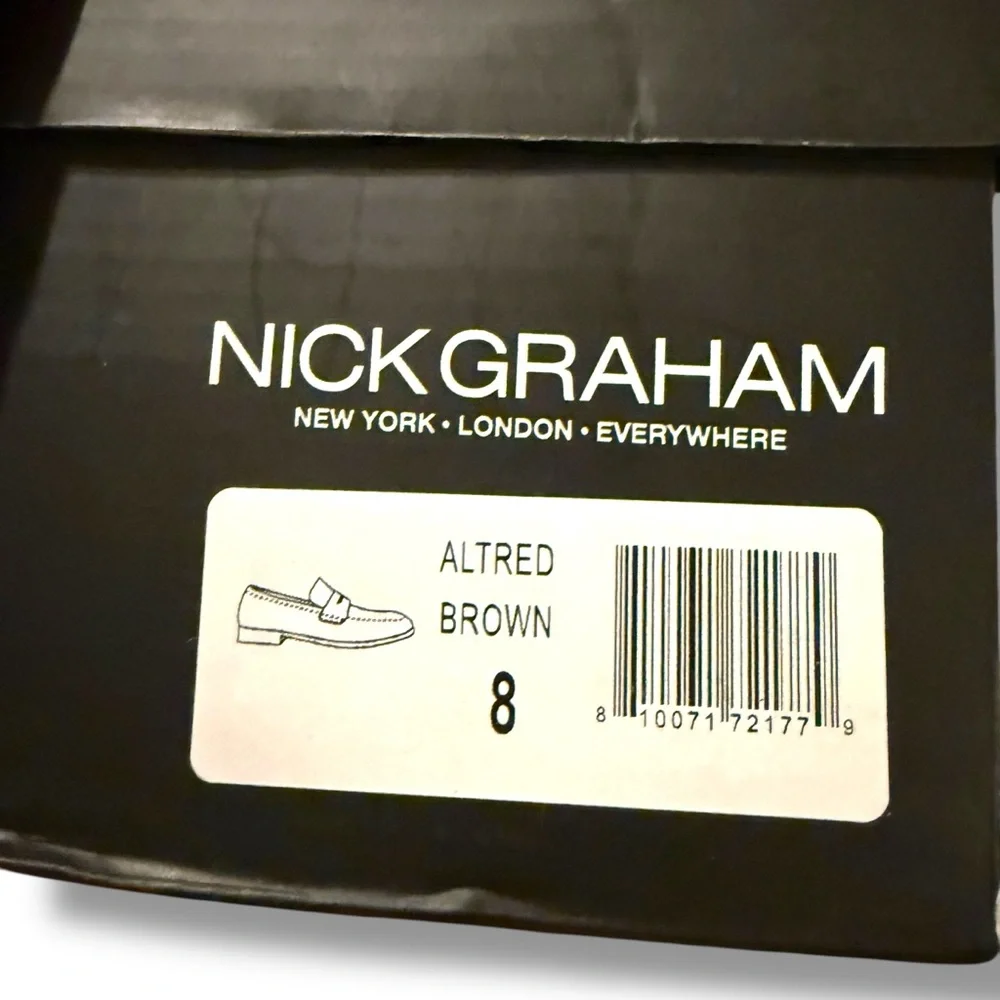 Nick Graham Altred Brown Faux Suede Slip on Penny Loafer Dress Shoes Sz‎ 8 NEW